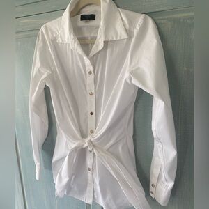Tahari White Tie-Front Blouse - Flattering!